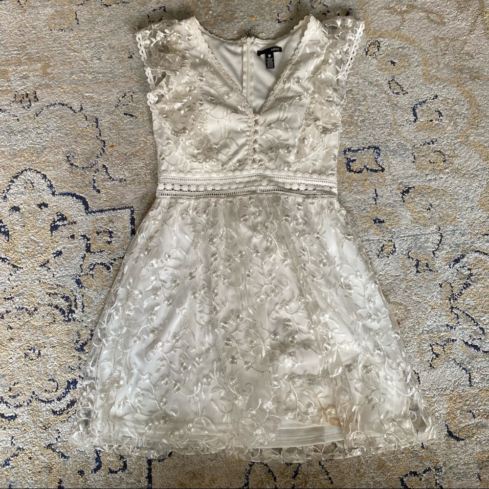 Aqua white dress